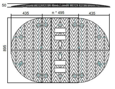 Lineares Bodenschwellen-Set D5 premium bis 30 km/h, 2,85 bis 7,32 m, 5 cm hoch